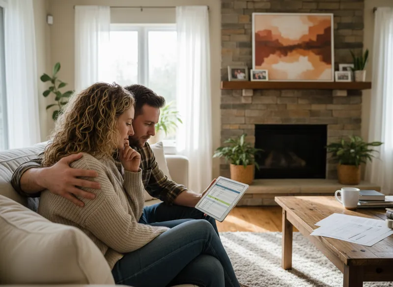 Homeowner reviewing contractor quotes on a tablet at a kitchen table