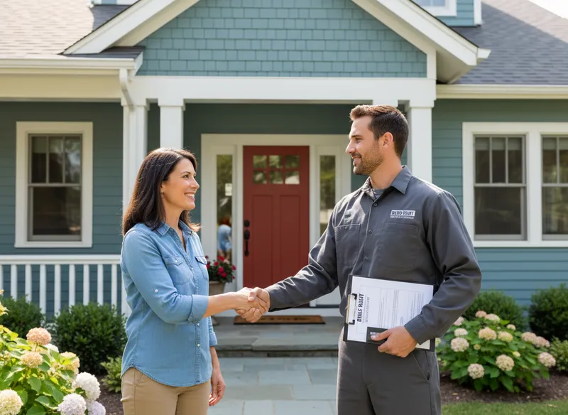 Contractor creating a free professional profile on laptop